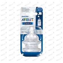 Avent Silicone Teat Thick Feed 6M+ 2 Count